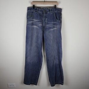 Vintage Y2K Pelle Pelle Baggy Denim Blue Jeans Size 38x34 Waist 36" Inseam 33"